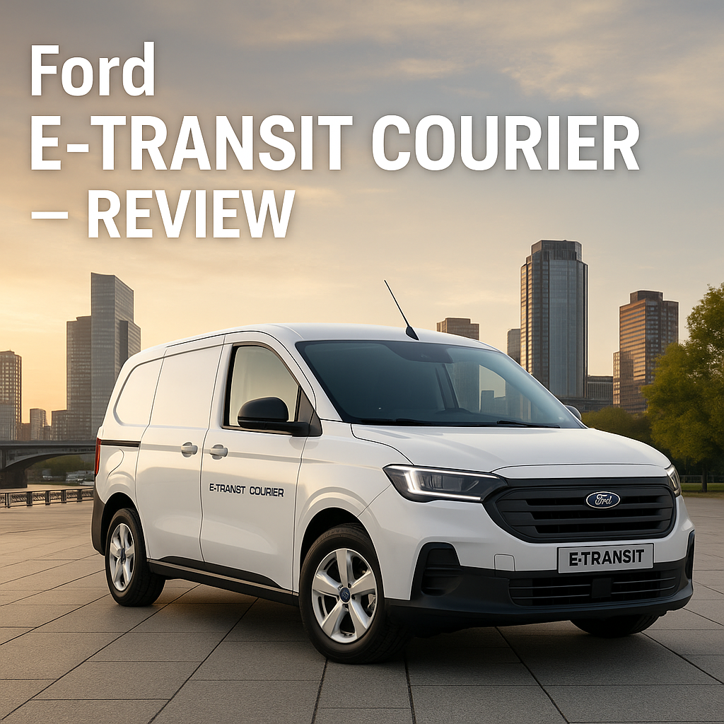 Ford E-Transit Courier review: 181-mile range, 698kg payload, 2.9m³ cargo, from £27k. Compact, practical, and well-equipped for urban fleets.