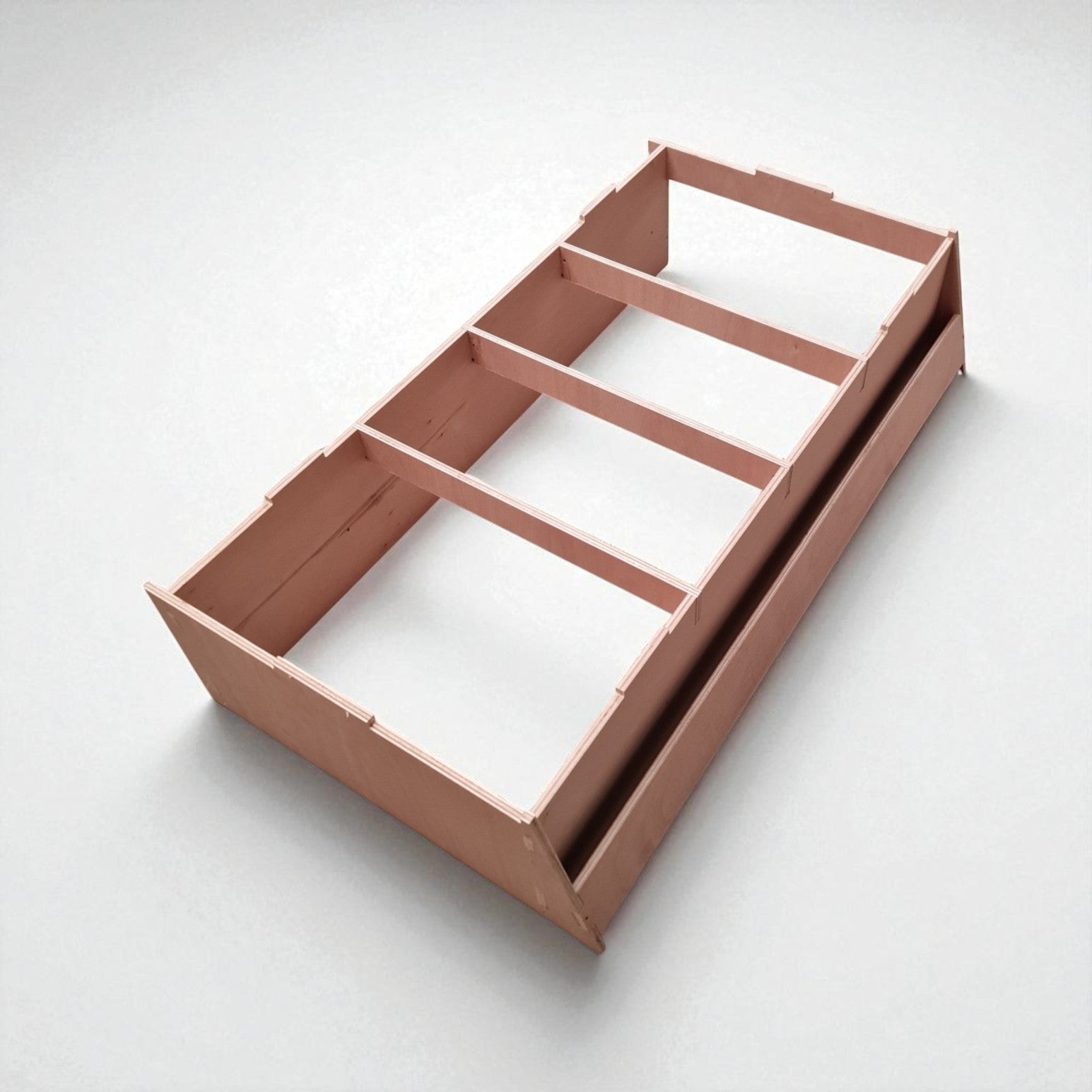 Cardboard box with compartments on a white background