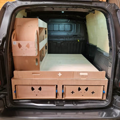 Plyracking  stacked in the back of a vehicle