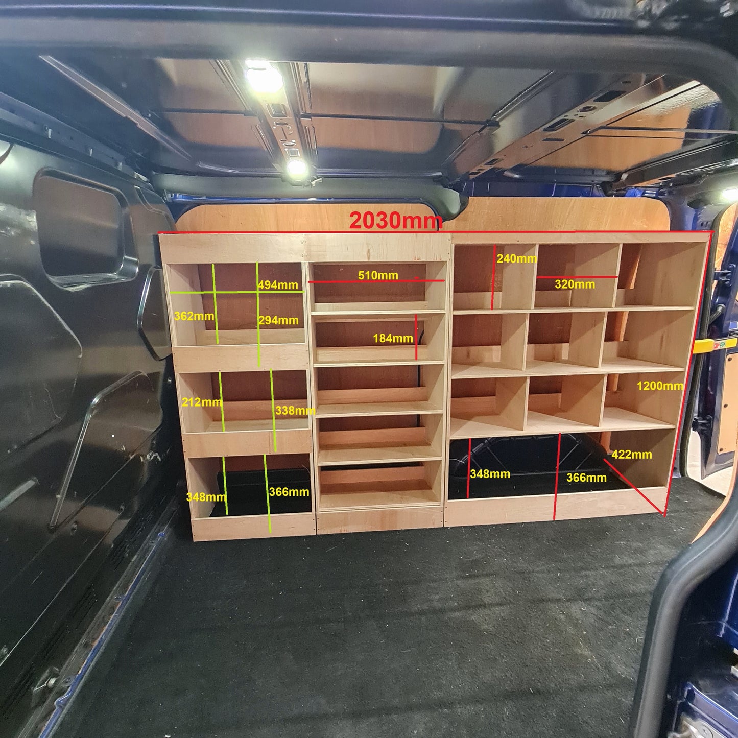 Ford Custom 2012+ SWB Racking Made For Euro Stacking Container Super Wide