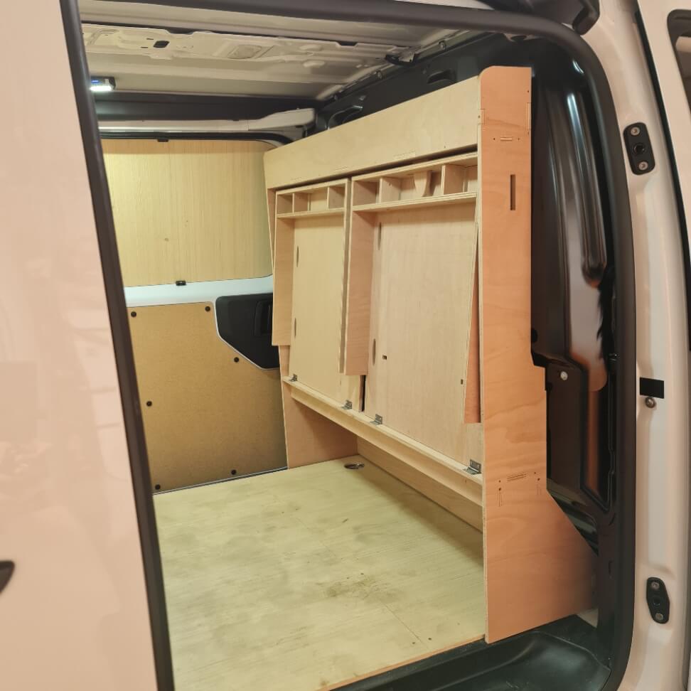 Flip-down shelf extension for plywood and plasterboard – shown in open position