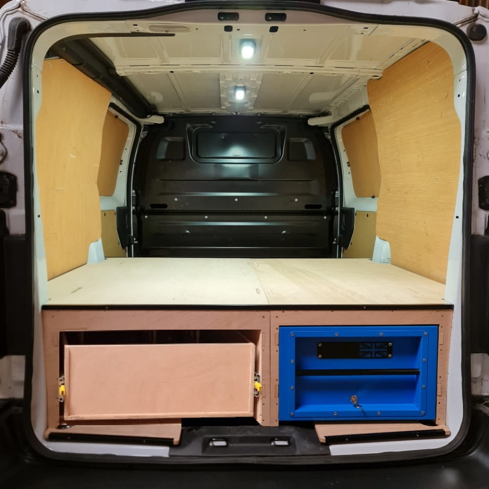 Toyota Proace MWB van interior with custom false floor system