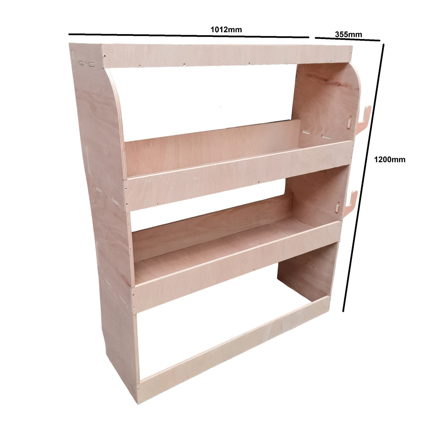 Complete installed plywood racking system inside Vauxhall Vivaro cargo area