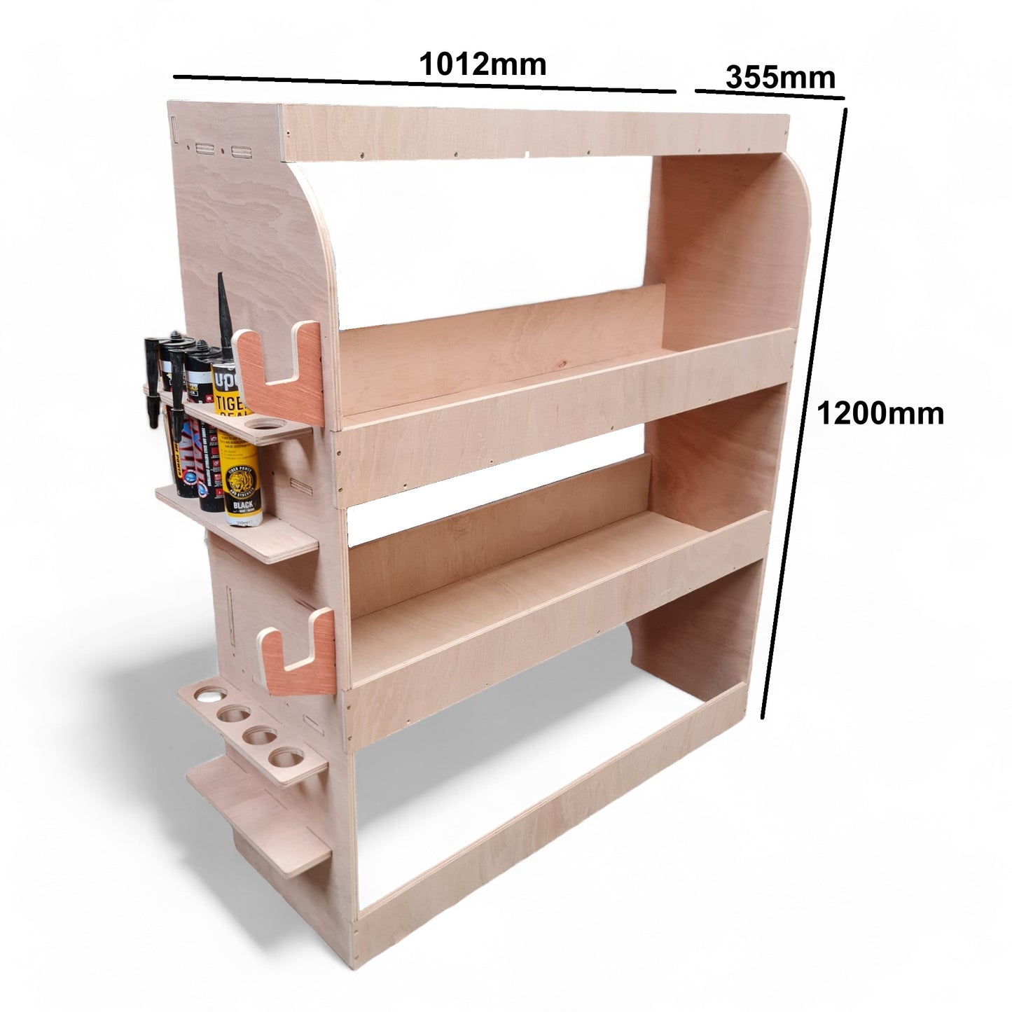 Detail view of 12mm plywood construction and trade-grade finish
