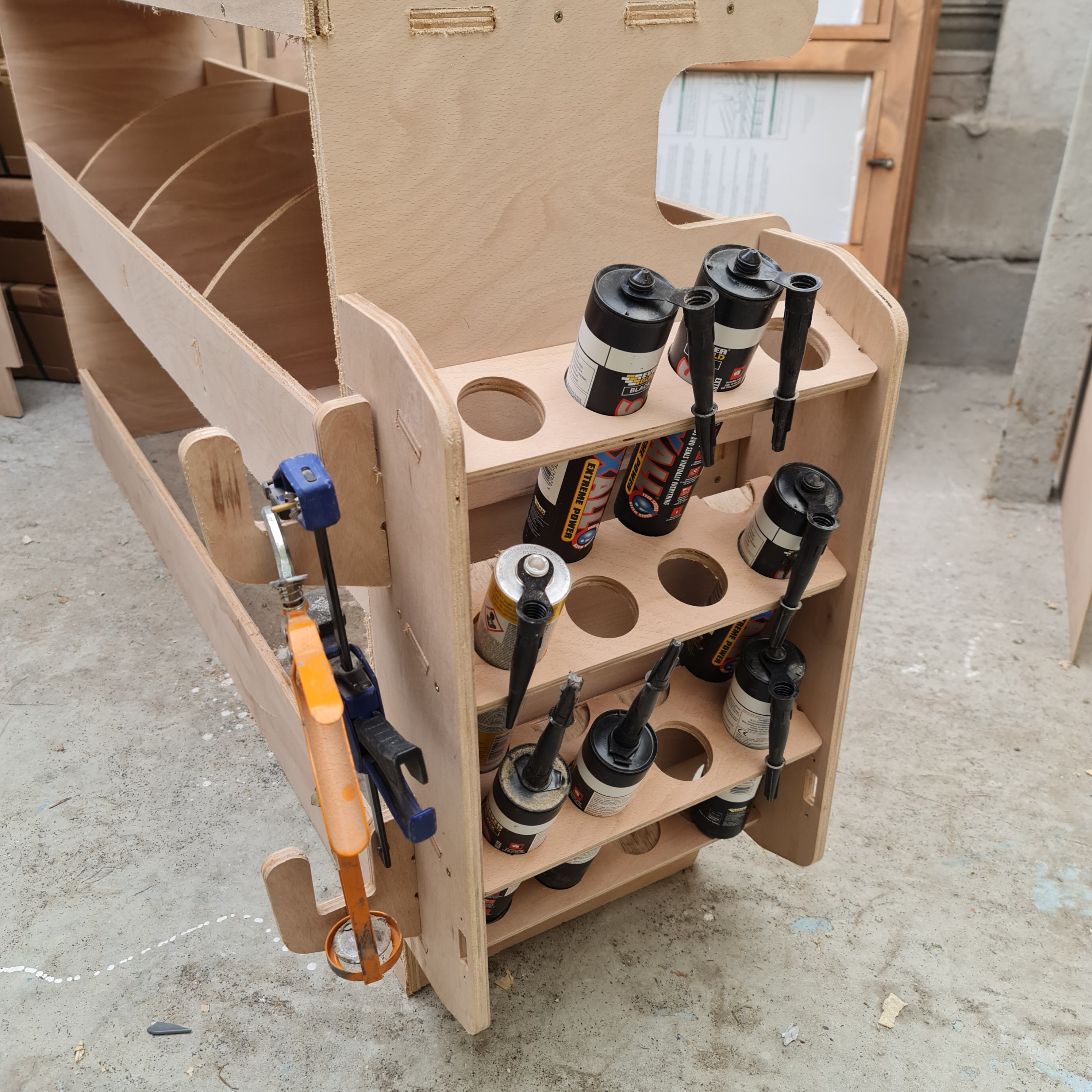 12-Tube Sealant Holder for Van Racking | Silicone Caulk Organizer