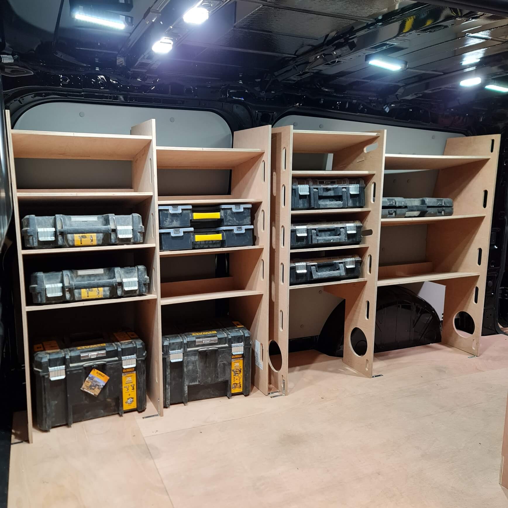 Boxes For Racking Ford Custom LWB 2012+ Van Racking Shelves Storage for Tools Boxes Set
