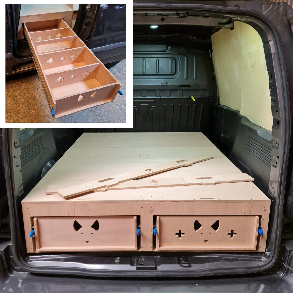 Full False Floor set for Ford Transit Connect – Triple Drawer Storage