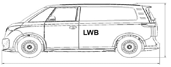 A set of wooden racking shelves designed for side storage in a Volkswagen ID. BUZZ van