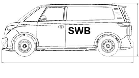 A set of wooden racking shelves designed for side storage in a Volkswagen ID. BUZZ van