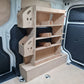 Kia PV5 van racking with tool storage boxes installed