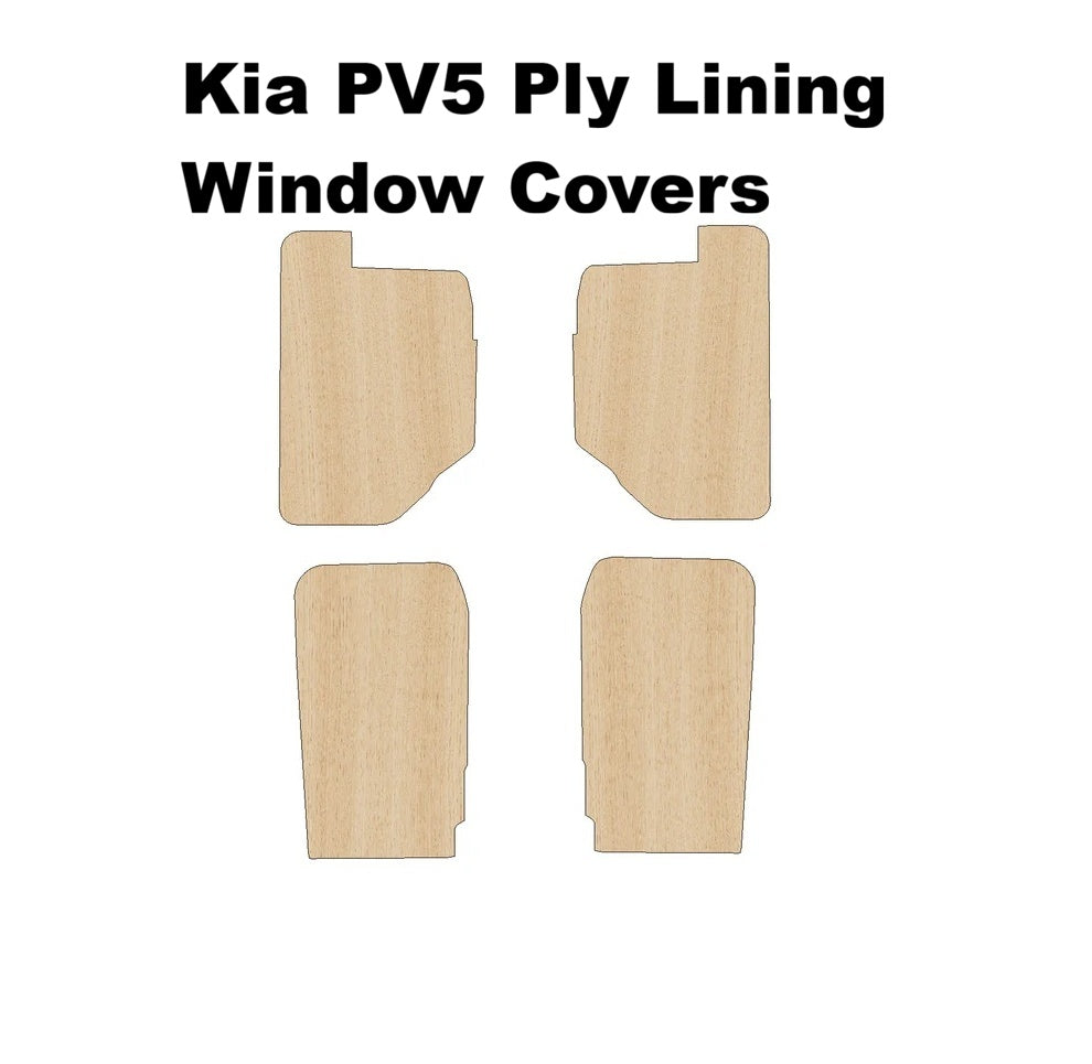Kia PV5 Ply Lining Window Covers on a white background