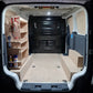 Van Racking of a PV5 Kia van with storage compartments and tools
