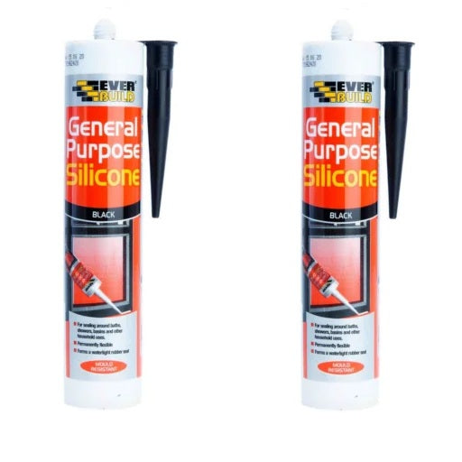 Two bottles of Everbuild General Purpose Silicone for Kia wheel arch trim