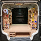 Kia PV5 racking with adjustable dividers for tool storage