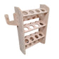 A beige plywood tube holder with multiple slots for organizing silicone tubes, designed for van racking, workshop, garage or shed storage.