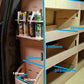 Measurement details of a compact storage system inside a vehicle.