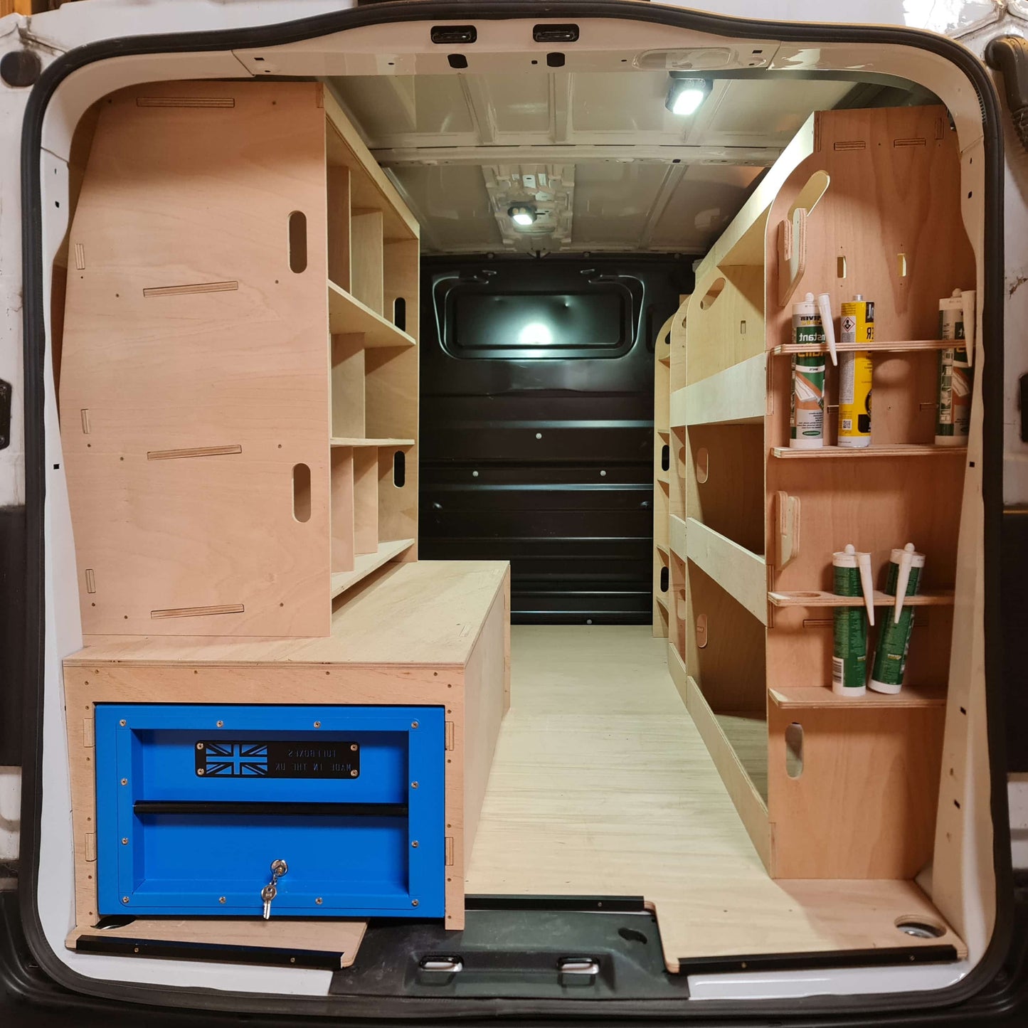 Vauxhall Vivaro 2019+ false floor with Euro box racking and Van Vault compatible storage Set #18