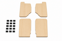Set of plylining mats with fasteners on a white background