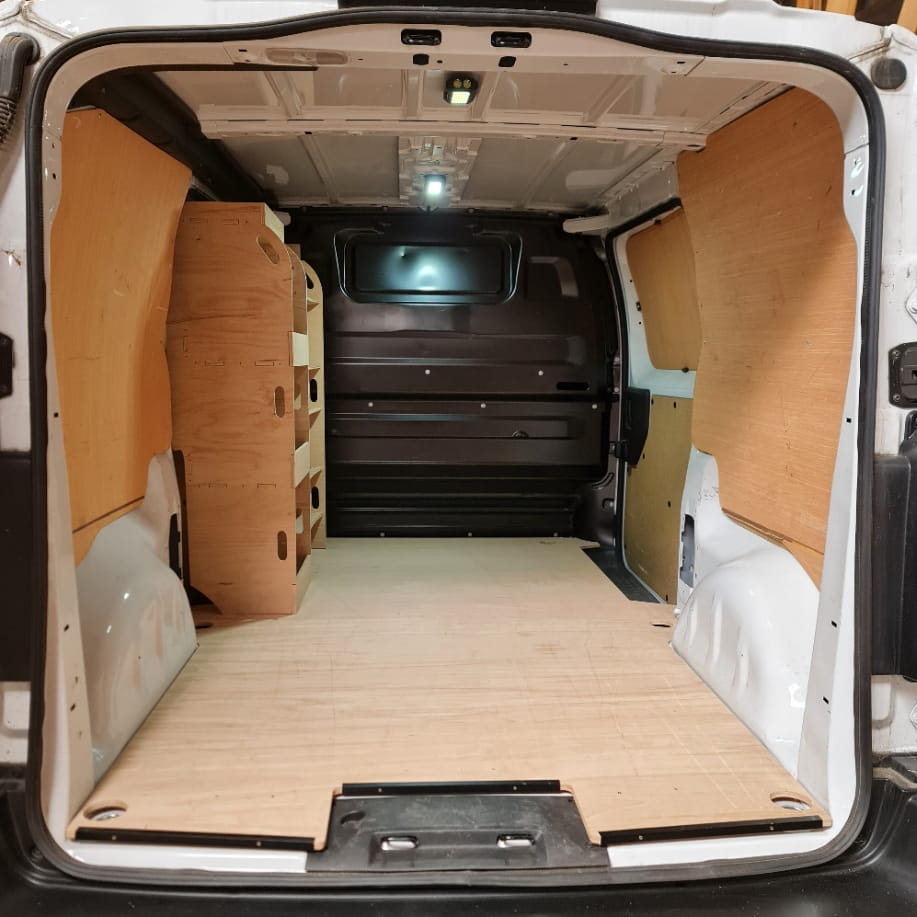 Toyota Proace plywood van shelving system for tools, drills, fittings and trade equipment