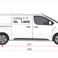 White van with dimensions labeled on a white background