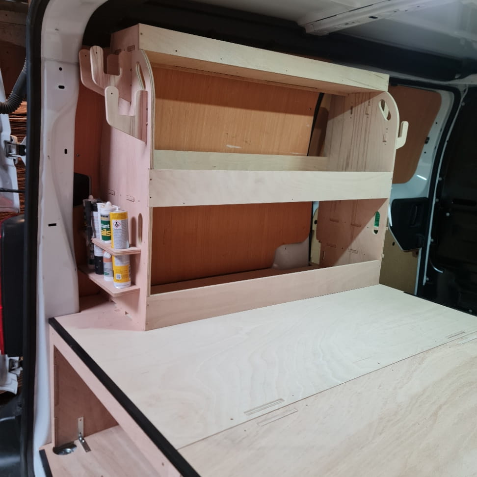 Toyota Proace false floor racking installed on the passenger side