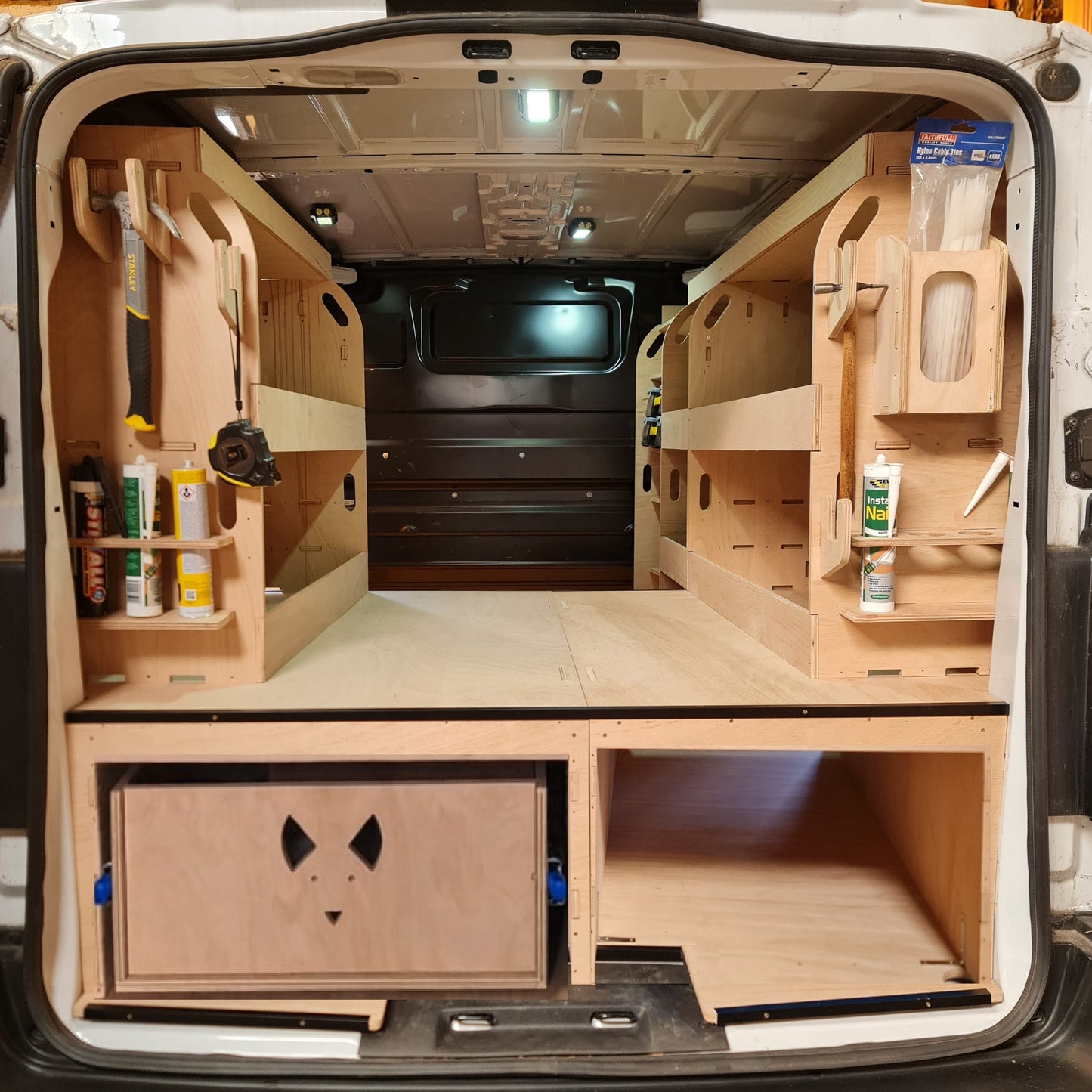 Toyota Proace MWB False Floor Vault Drawers with standard Racking Set #9