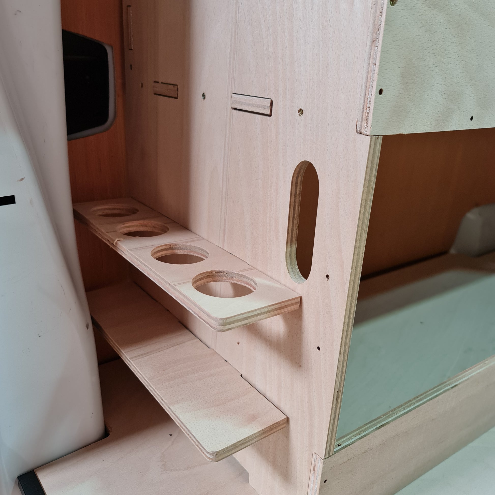 Silicone tube storage rack fitted inside Toyota Proace MWB