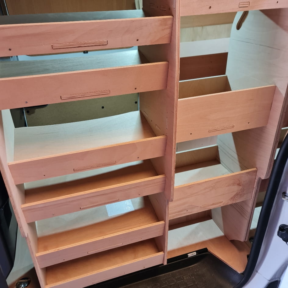 Toyota Proace raised false floor storage system, ideal for keeping tools and equipment secure under the platform.