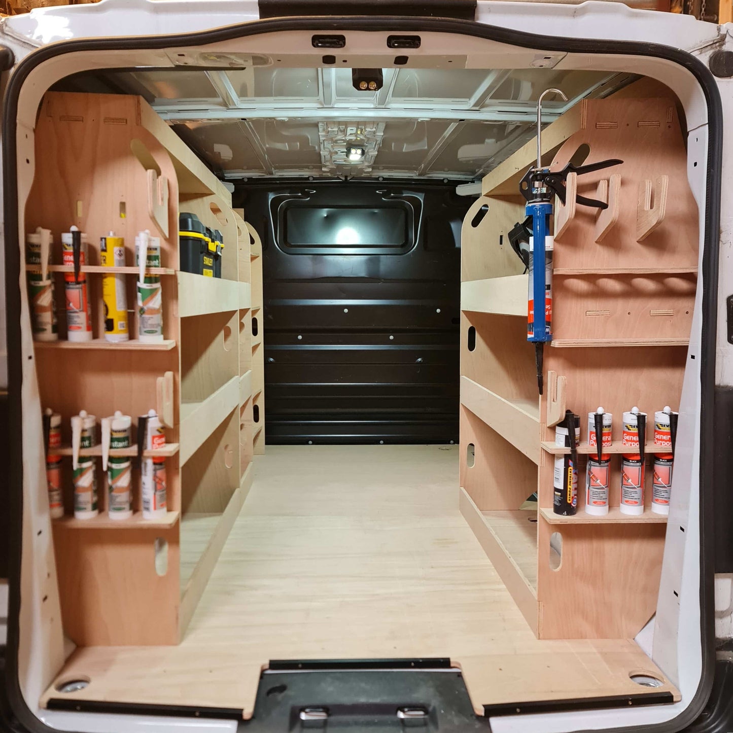 Toyota Proace toolbox and rear van racking Set #2 with driver side and passenger side storage for tools, power tools and equipment