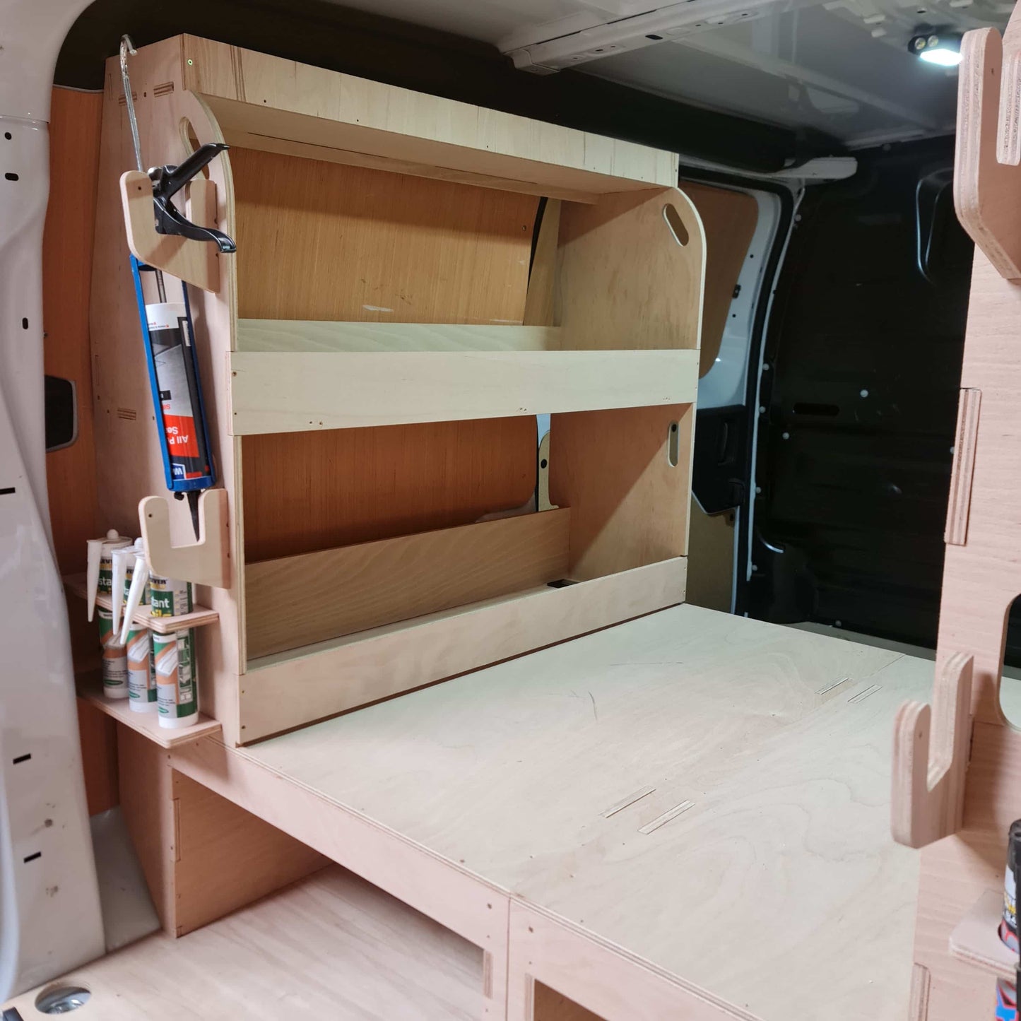 Toyota Proace van racking with silicone tube storage for 16 tubes and 4 hooks included