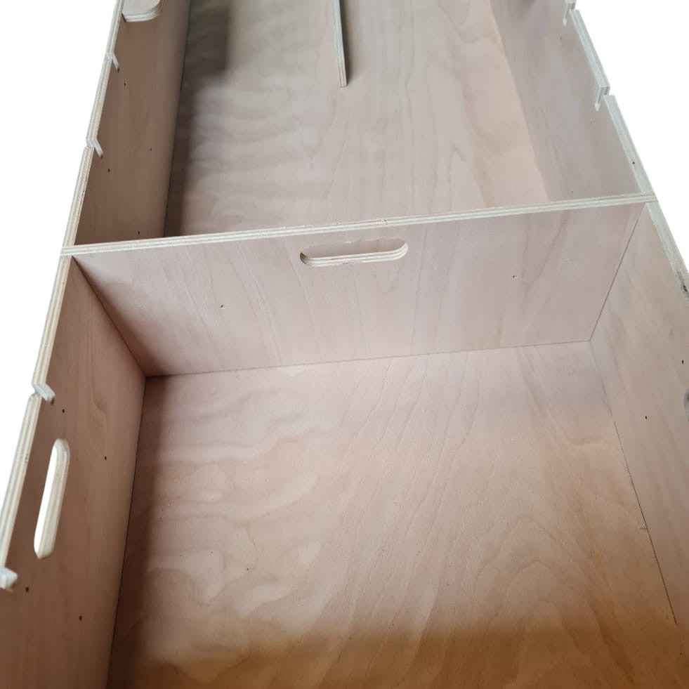 Custom van floor drawer with removable dividers for Toyota Proace, built to improve organisation, access and usable load space