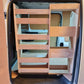 Toyota Proace rear van racking with practical tool storage shelving for tradespeople, contractors, plumbers and electricians