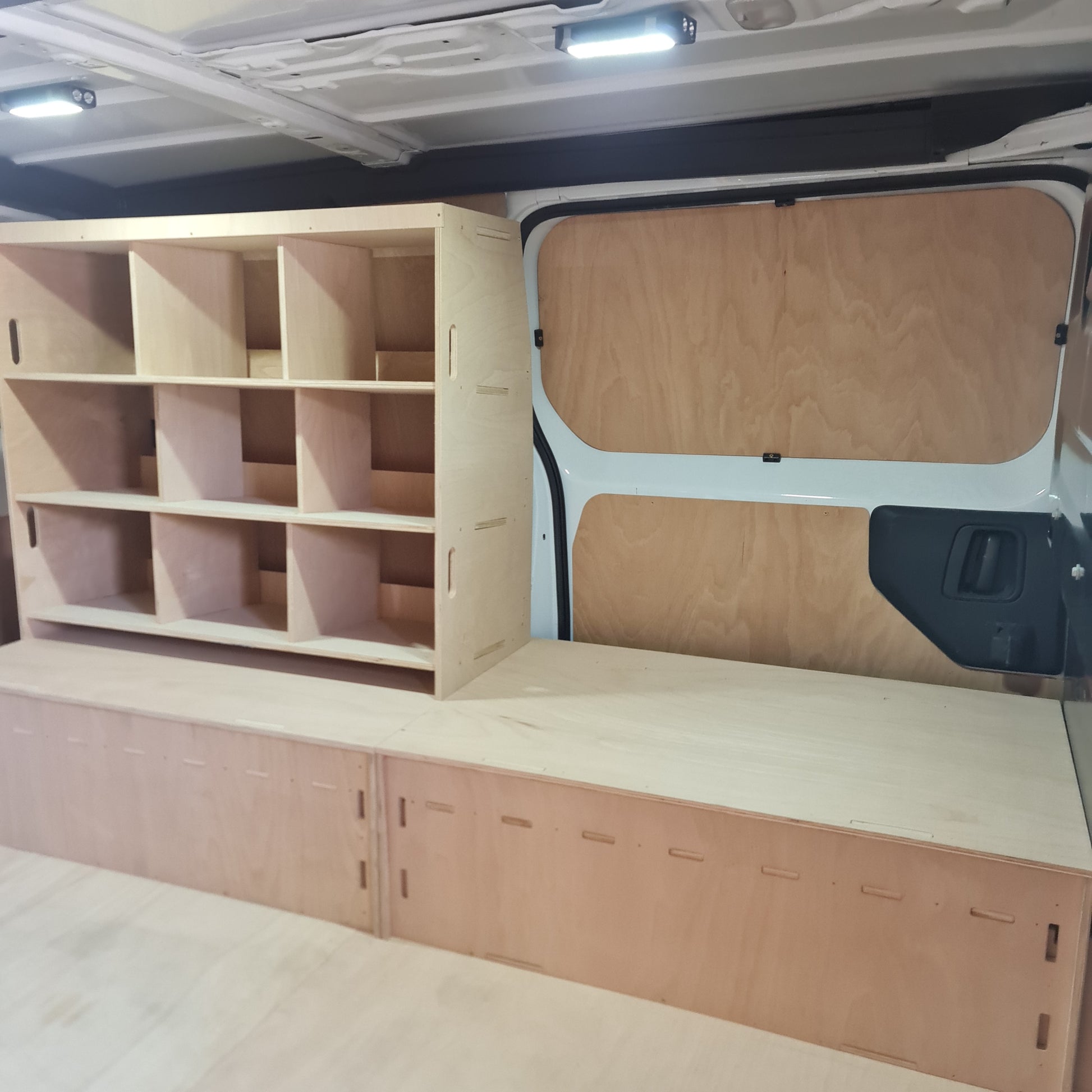 Toyota Proace Euro box racking made for 9 boxes to organise tools, fixings and trade materials