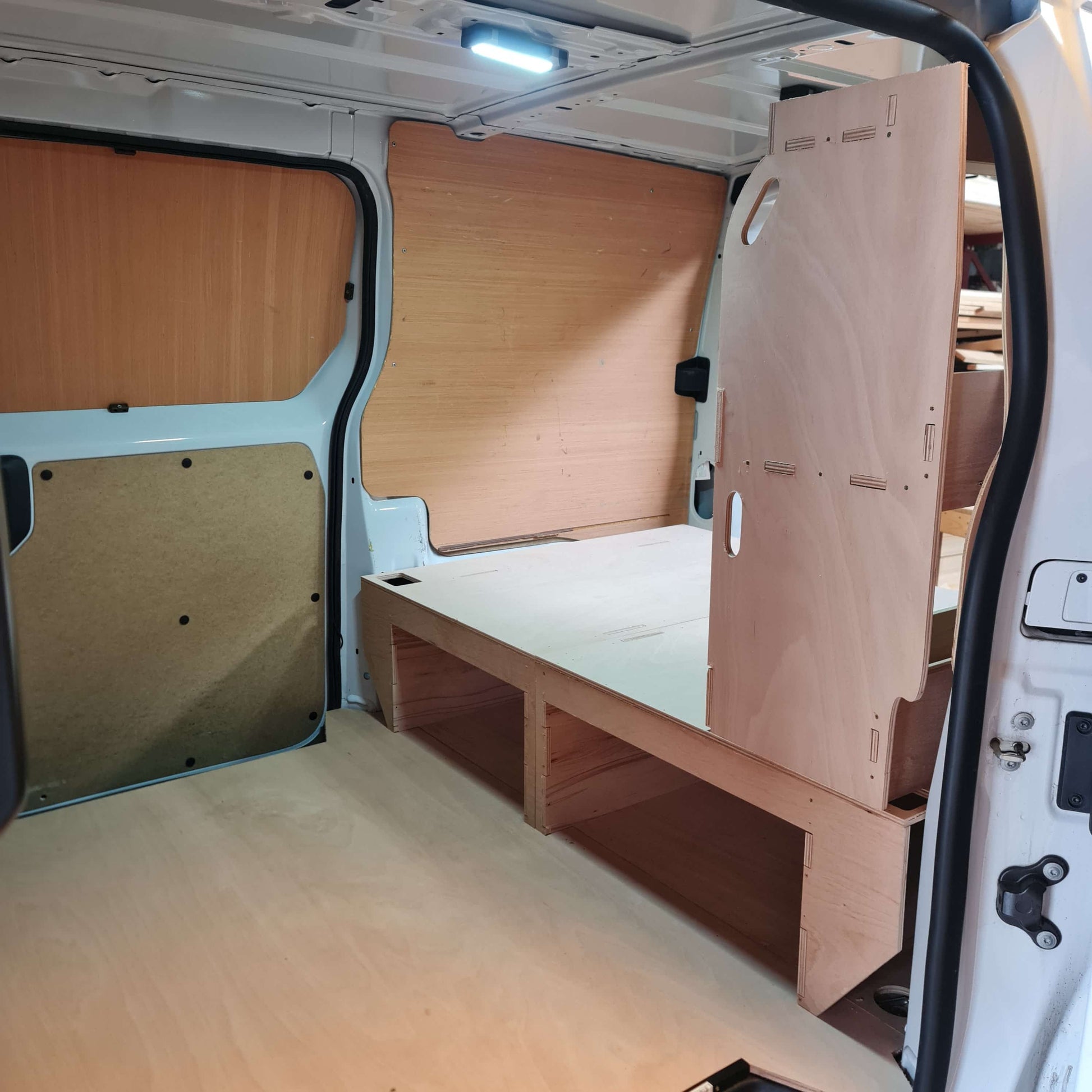 Toyota Proace van racking with silicone tube holder for 4 tubes and 1 hook for organised trade storage