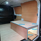 Vauxhall Vivaro Euro box racking mounted on raised false floor for organised van storage