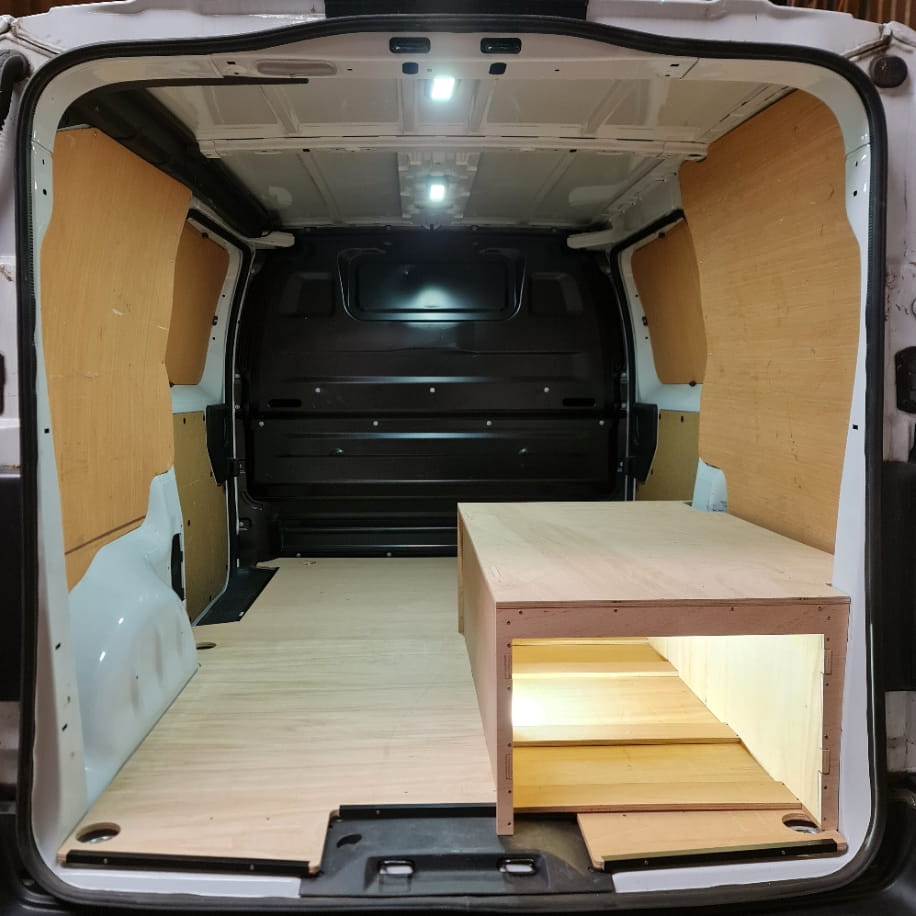 Vauxhall Vivaro false floor storage system for driver side or passenger side installation