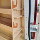 Tool and drill storage compartments designed for easy access and organisation.