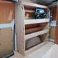 Vauxhall Vivaro tool storage shelving with compact plywood shelves and silicone tube holder
