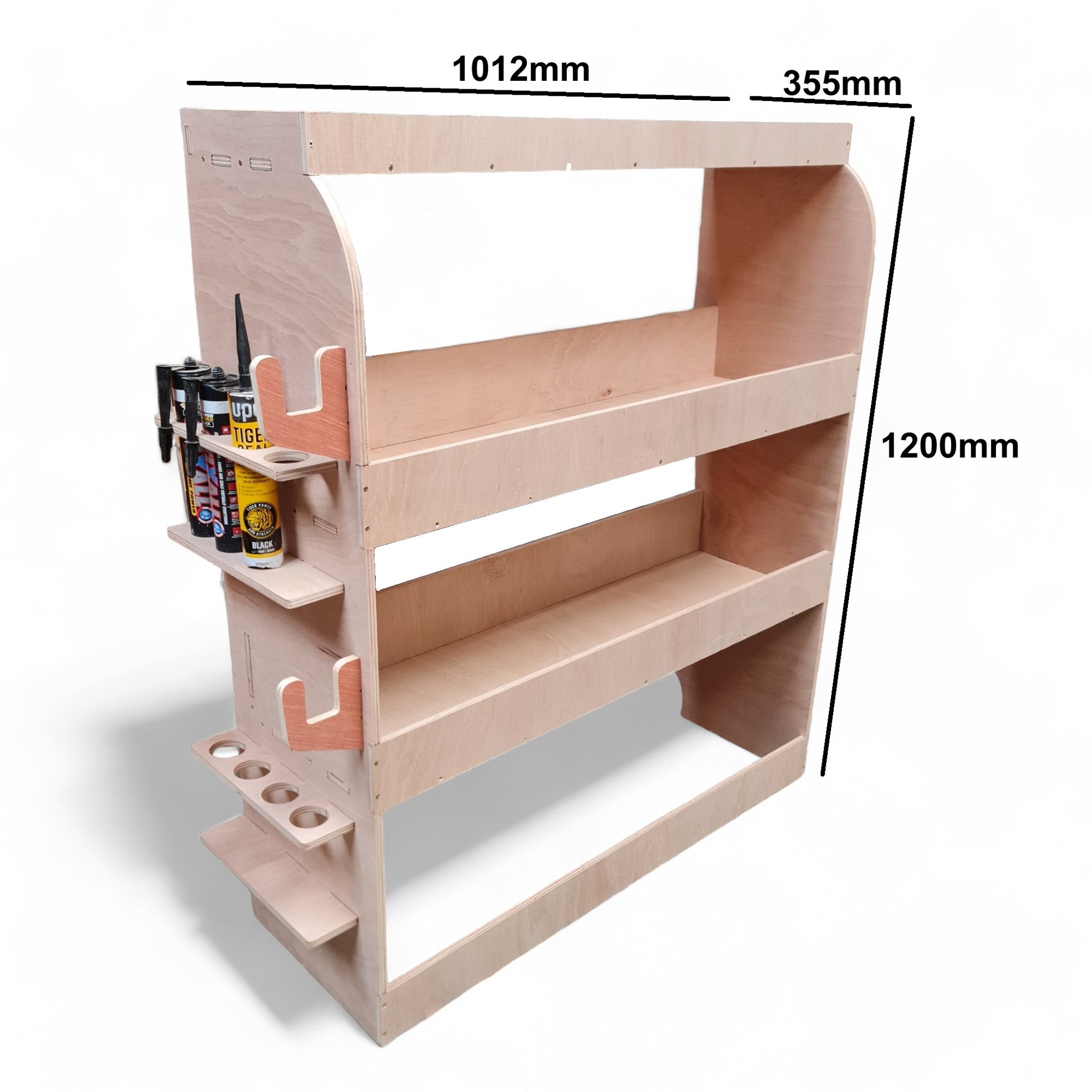 Detail view of 12mm plywood construction and trade-grade finish